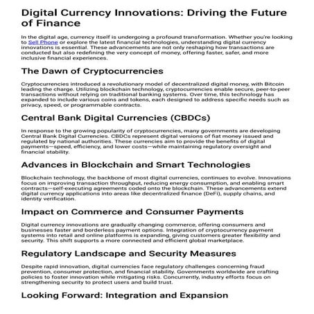 Digital Currency Innovations: Driving the Future of Finance | PDF