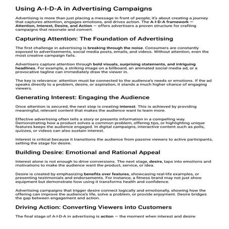Using A-I-D-A in Advertising Campaigns and why