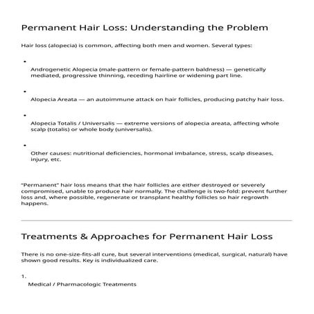 Permanent hair loss solutions hair treatment | PDF