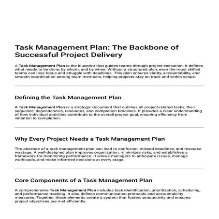 Task Management Plan: The Backbone of Successful Project Delivery