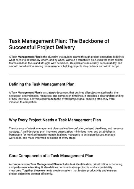 Task Management Plan: The Backbone of Successful Project Delivery