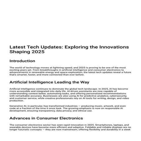 Latest Tech Updates: Exploring the Innovations Shaping 2025