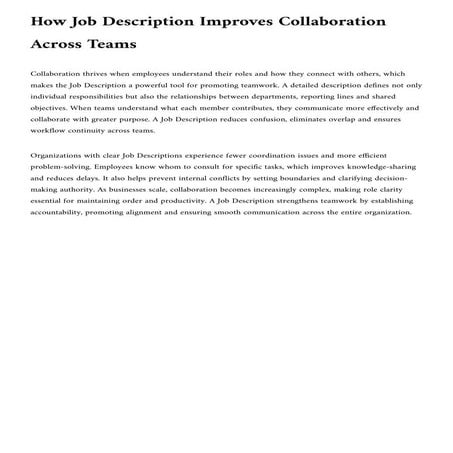 How Job Description Improves Collaboration Across Teams
