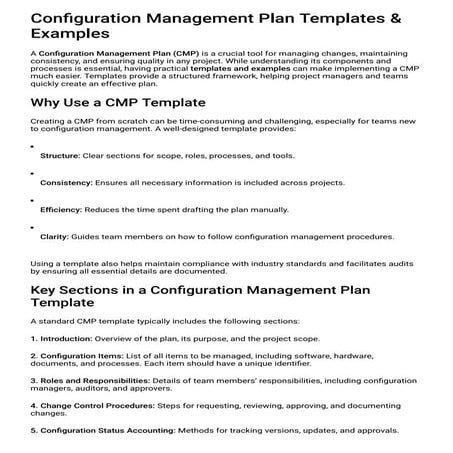 Configuration Management Plan Templates & Examples
