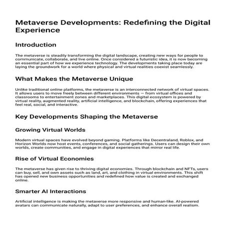 The metaverse : A Digital Transformation | PPTX