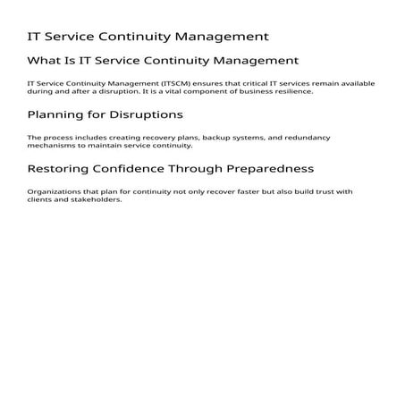 What is IT Service Continuity Management?