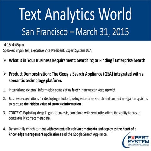 Text Analytics World - Expert System USA
