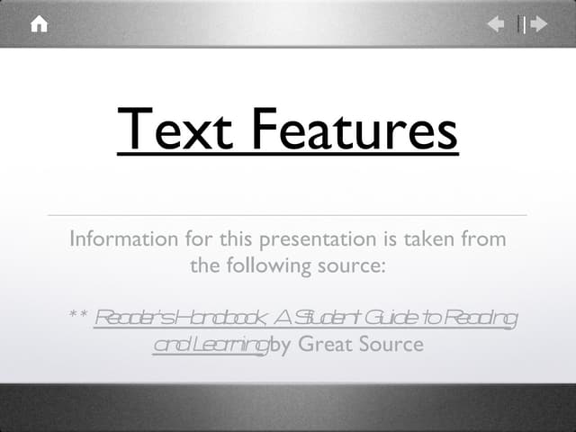 Text And Graphic Features For Nonfiction Text