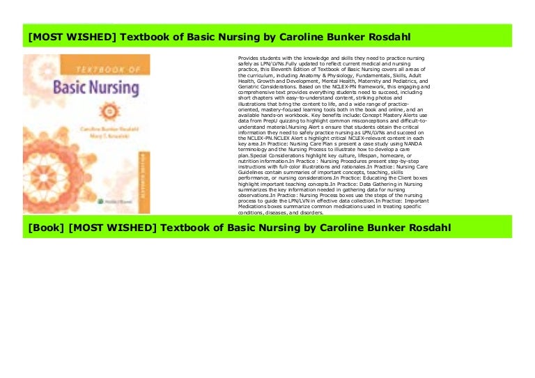 [MOST WISHED] Textbook of Basic Nursing by Caroline Bunker Rosdahl