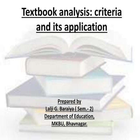 Textbook analysis: criteria and its application