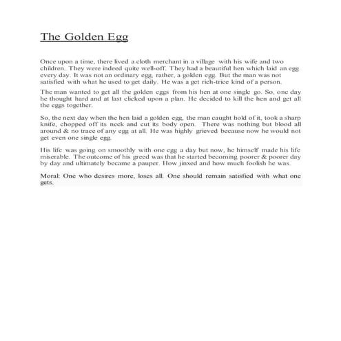 33 greed is a curse (500 words story) the college study | PDF