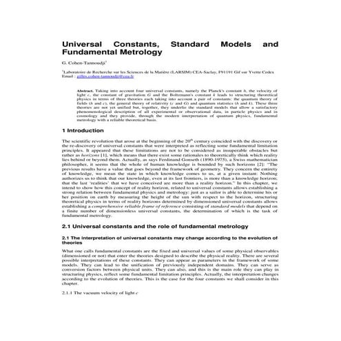 Universal constants, standard models and fundamental metrology