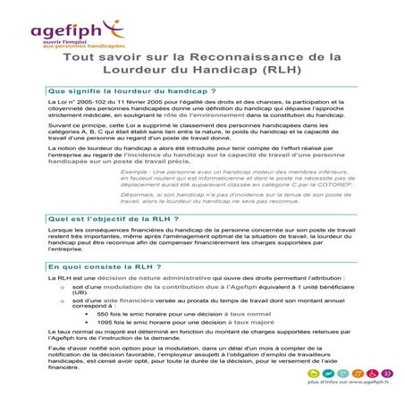 Tout savoir sur la RLH - Agefiph | PDF