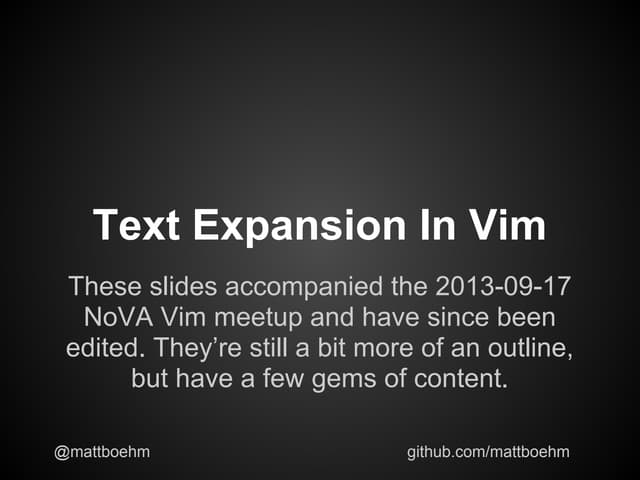 Text expansion in vim
