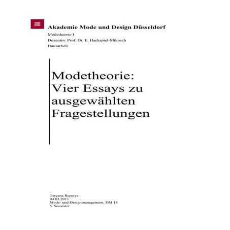 Essays zu Modetheorie