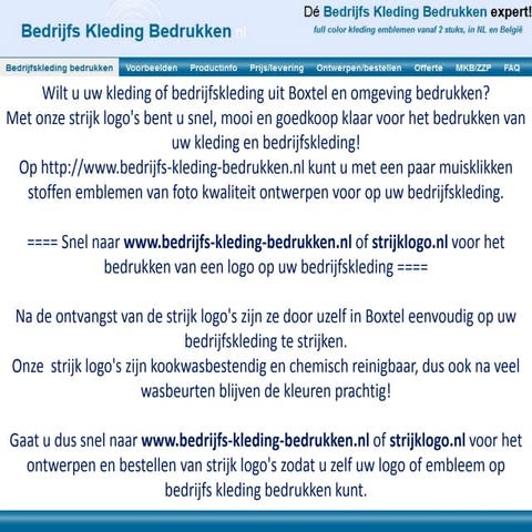 Kleding bedrijfskleding bedrukken Boxtel