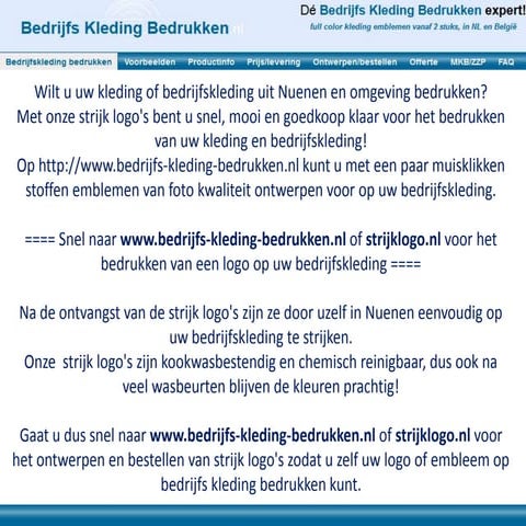 Kleding bedrijfskleding bedrukken Nuenen