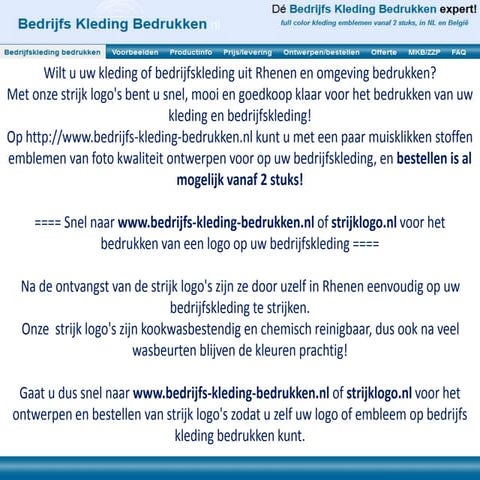 Kleding bedrijfskleding bedrukken Rhenen