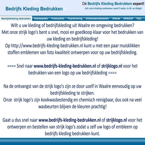 Kleding bedrijfskleding bedrukken Waalre