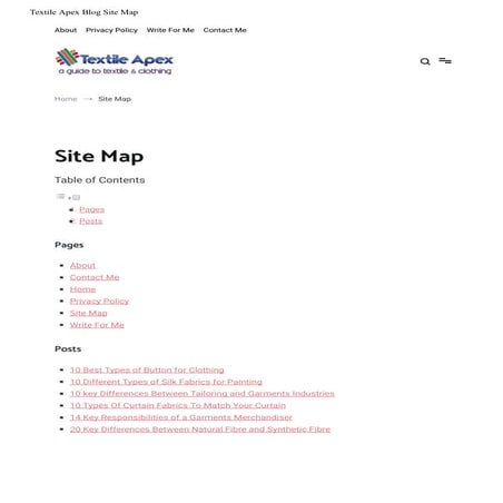 Textile Apex Blog Site Map