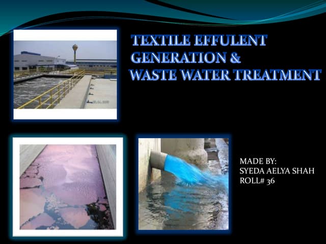 Textile effulent treatment, Waste water treatment