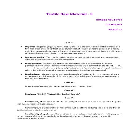 Textile raw material 1