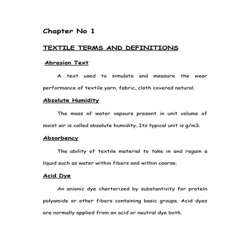 Textile terms and definitions