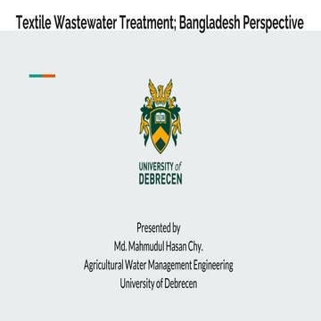 Textile Wastewater Treatment in Bangladesh