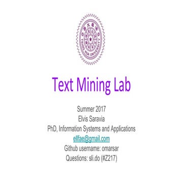 Text mining lab (summer 2017) - Word Vector Representation