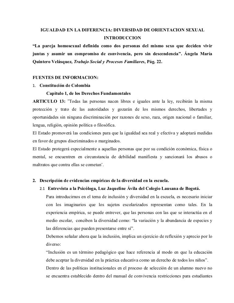 Texto argumentativo diversidad sexual