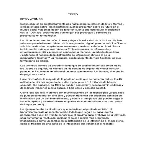 Los bits y átomos | DOCX