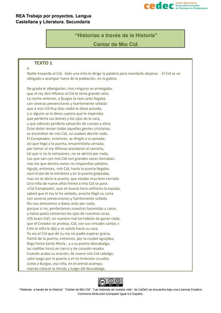 Selección de textos de "El mío Cid"