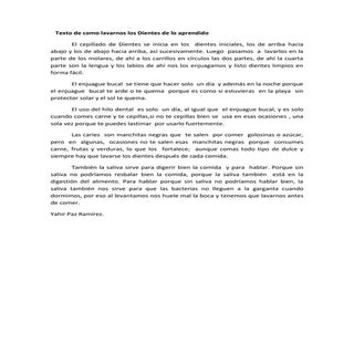 COMO LAVARNOS LOS DIENTES(REDACCION...