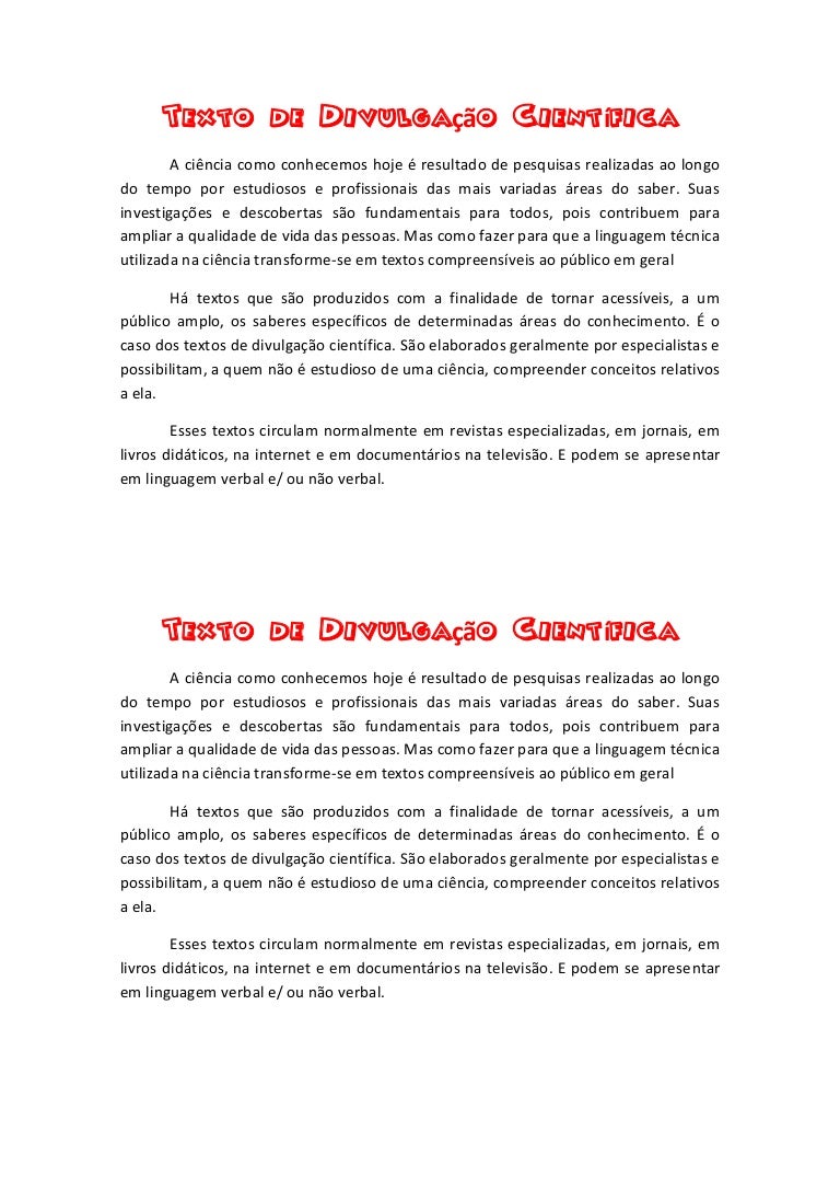 O Gênero Textual Divulgação Científica Utiliza Se De Elementos Didáticos
