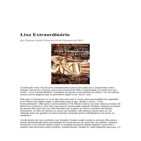 Texto de lixo extraordinário de vik muniz | DOCX