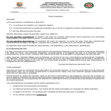 Texto expositivo grado sexto