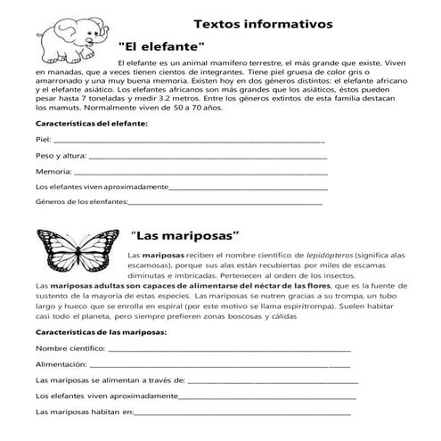 Textos informativos para alumnos de 1° Primaria