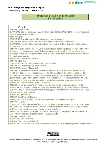 Selección de textos de "La Celestina"