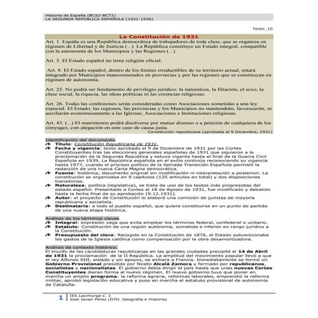 La Constitucion 1931 (comentario)