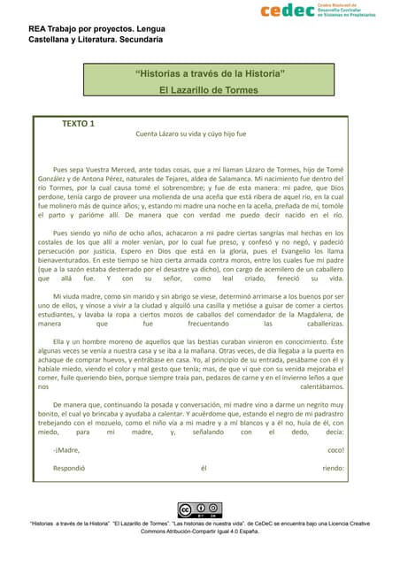 Selección de textos de "El Lazarillo"