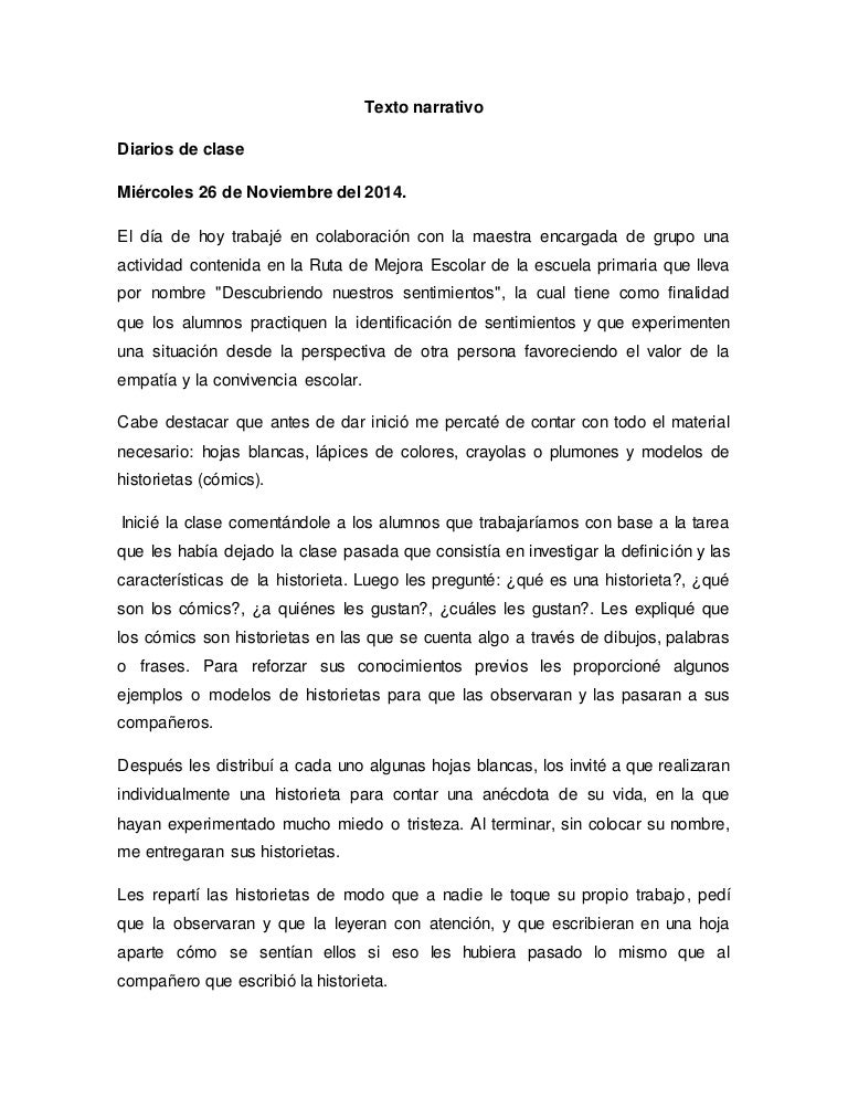 Texto Narrativo Diarios De Clase
