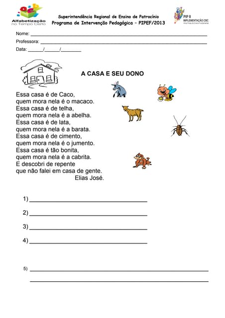 Texto para avaliar leitura 3º ano