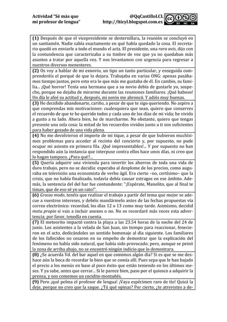 Textos con errores gramaticales (solucionario) (versión 2) | PDF