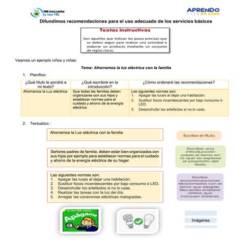 Texto instructivo cuidados de los servicios básicos