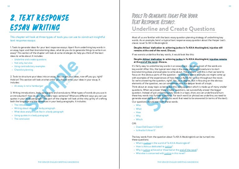 the senior english writing handbook text response chapter example of response essays