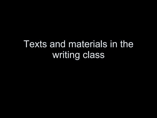 Texts And Materials In The Writing ...