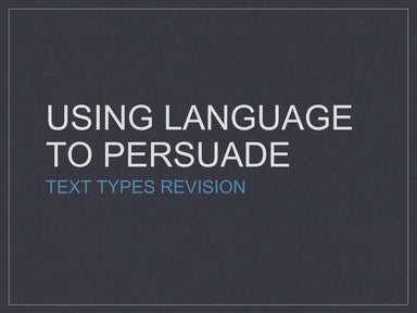 Language Analysis: Text Types