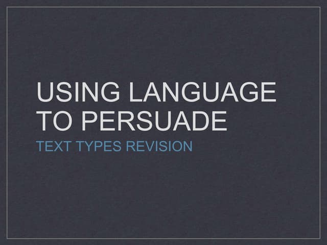 Language Analysis: Text Types