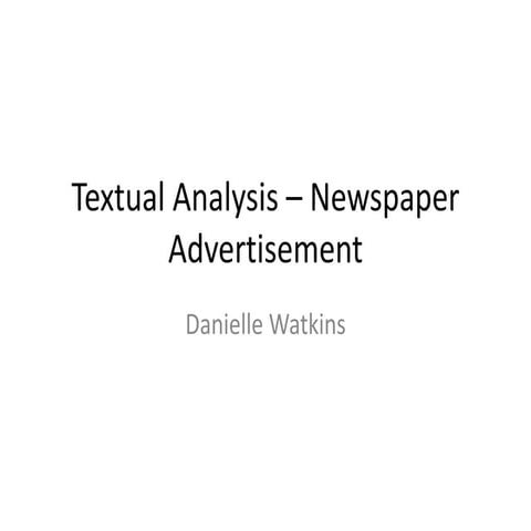 Textual analysis – newspaper advertisement