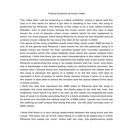 Textual analysis of music video rihanna unfaithful